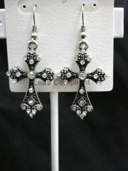 Silver Tone Earring w/ Crystal Stone